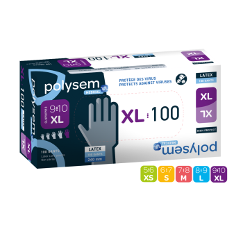 Gants d'examen latex sans poudre POLYSEM