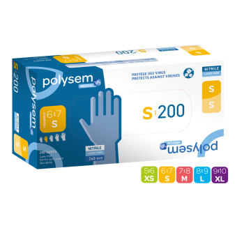 Gants d'examen nitrile sans poudre POLYSEM