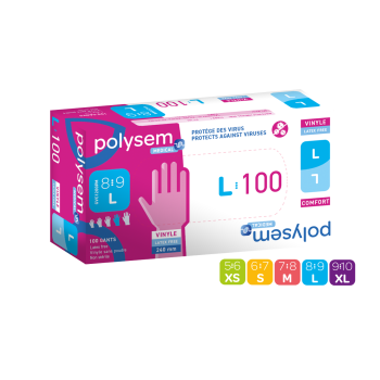 Gants d'examen vynile sans poudre POLYSEM